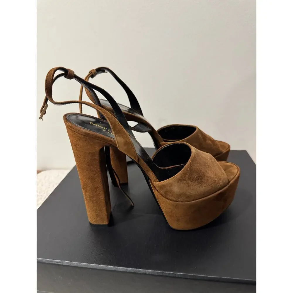 SAINT LAURENT JODIE PLATFORM SANDALS IN SUEDE LAND BNIB 39 - Picture 10 of 11